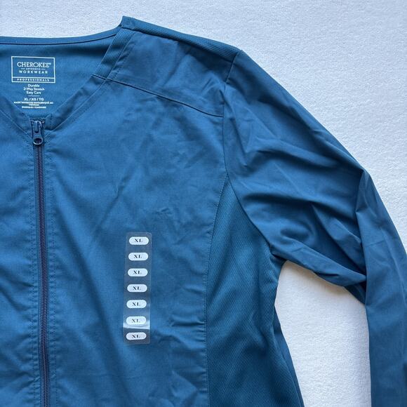 NWT Cherokee Workwear Professionals Womens XL Zip Scrub Jacket CAR Blue WW390 - Picture 7 of 14
